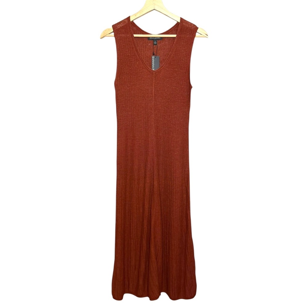 Banana Republic Coastal Resort Beach Linen Blend‎ Knit Dress Burnt Caramel S